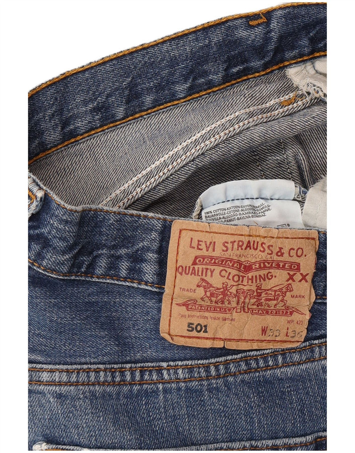 LEVI'S muške 501 traper kratke hlače W33 srednje plavi pamuk