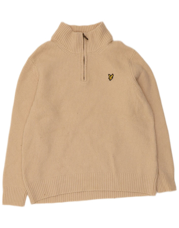 Lyle & Scott muški džemper s izrezom s patentnim zatvaračem XL bež boje