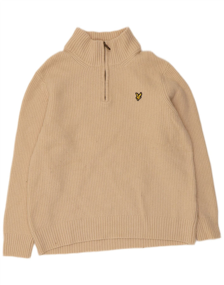 Lyle & Scott muški džemper s izrezom s patentnim zatvaračem XL bež boje