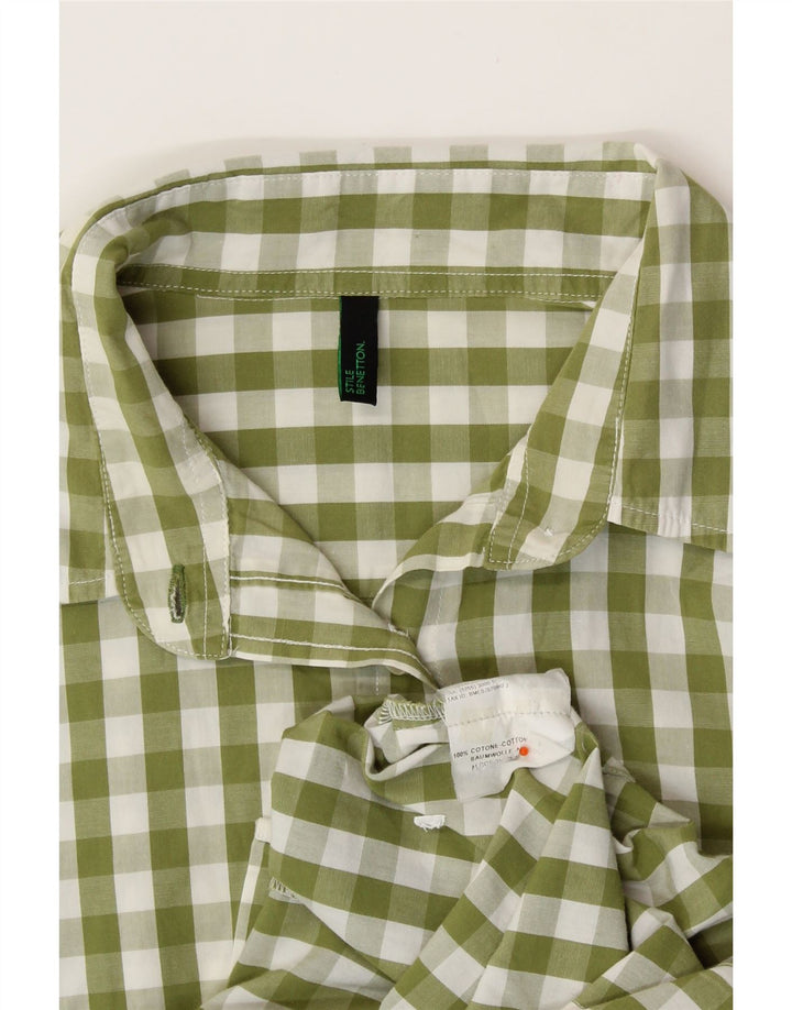 BENETTON Ženska košulja UK 12 Srednje zelena gingham pamuk