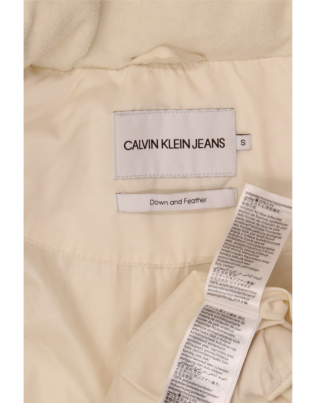 CALVIN KLEIN JEANS Ženska prevelika podstavljena jakna UK 10 Small Off White