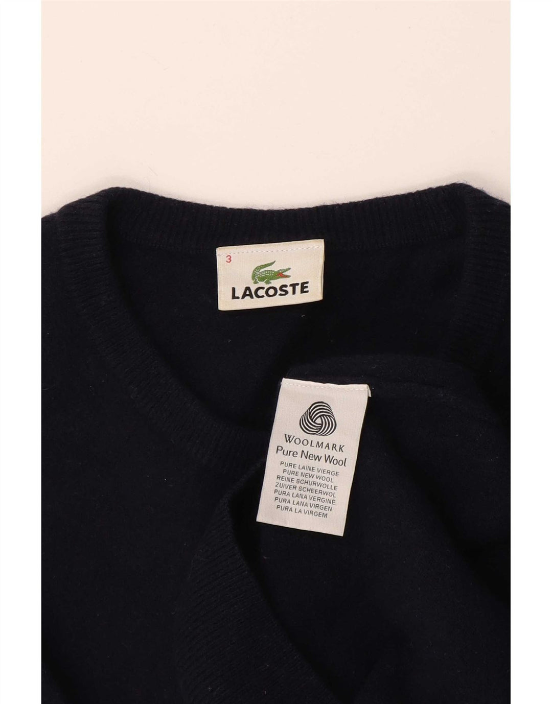 Lacoste muški džemper s okruglim izrezom, veličina 3, mali tamnoplavi novi vuneni