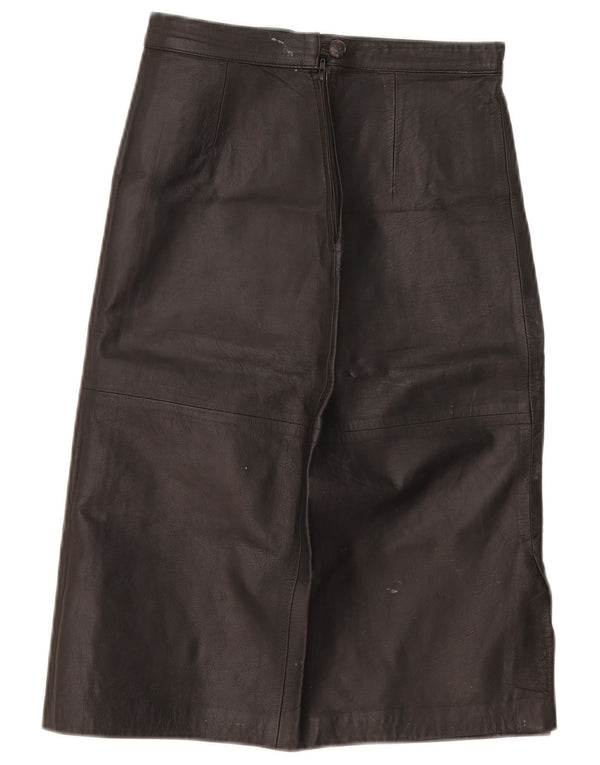 Vintage ženska kožna suknja W28 srednje crna