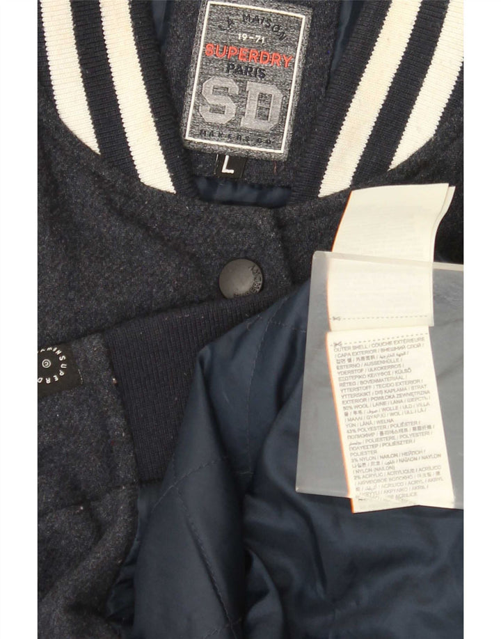Superdry ženska sveučilišna jakna UK 16 velika tamnoplava vuna