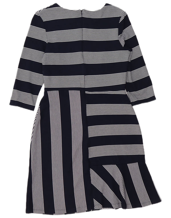 PHASE EIGHT Womens 3/4 Sleeve Sheath Dress UK 14 Large Navy Blue Striped