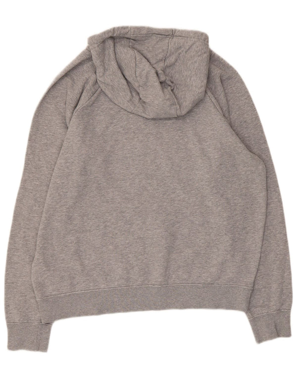 Nike Womens Graphic Hoodie Jumper UK 14 Medium Grey Cotton