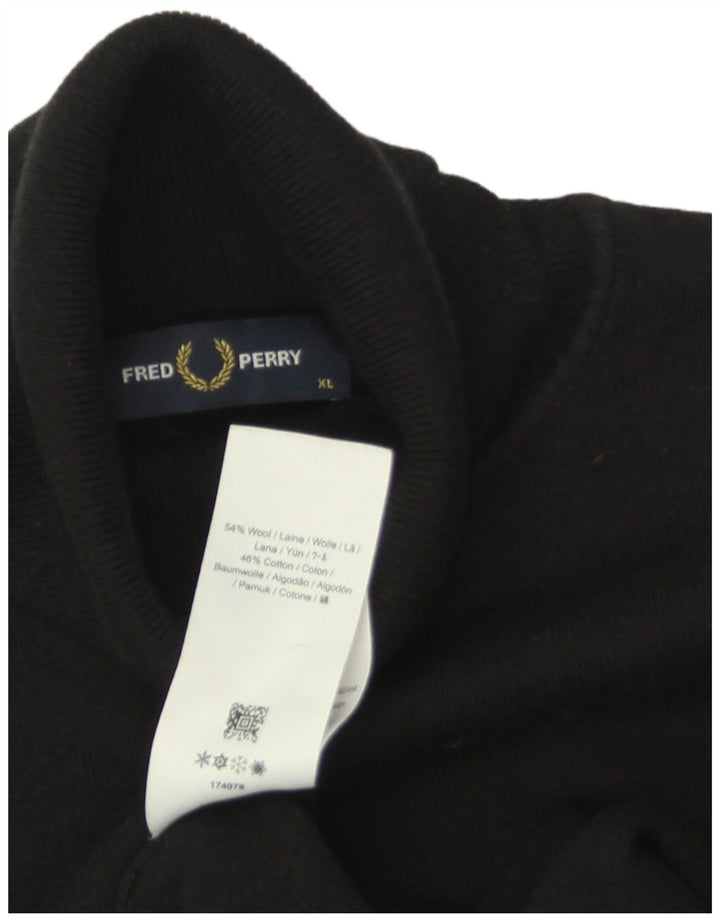 Fred Perry muški pulover s rol izrezom XL crne vune