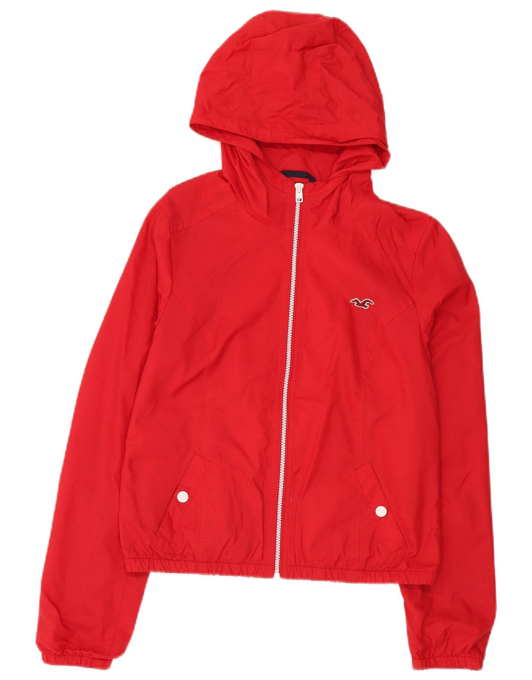 Hollister ženska kišna jakna s kapuljačom UK 12 Srednje crveni najlon