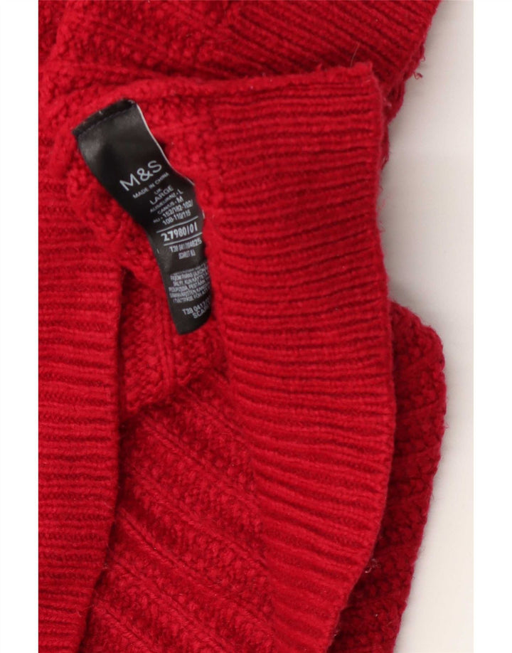 Marks & Spencer ženski veliki džemper s V-izrezom UK 16 Veliki crveni