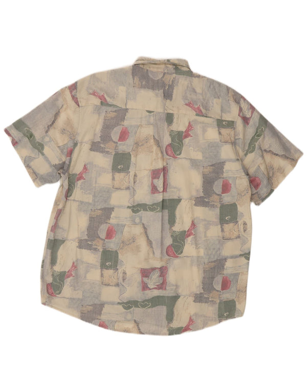 VINTAGE muška košulja kratkih rukava, veličina 16 1/2 41/42 velika bež patchwork