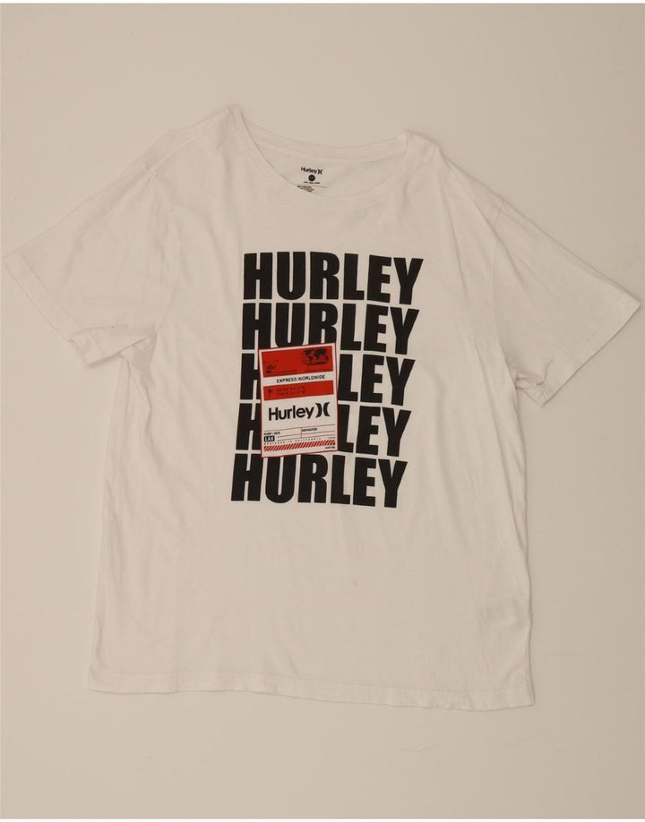 HURLEY Mens Graphic T-Shirt Top Large White Cotton Vintage Hurley and Second-Hand Hurley from Messina Hembry 