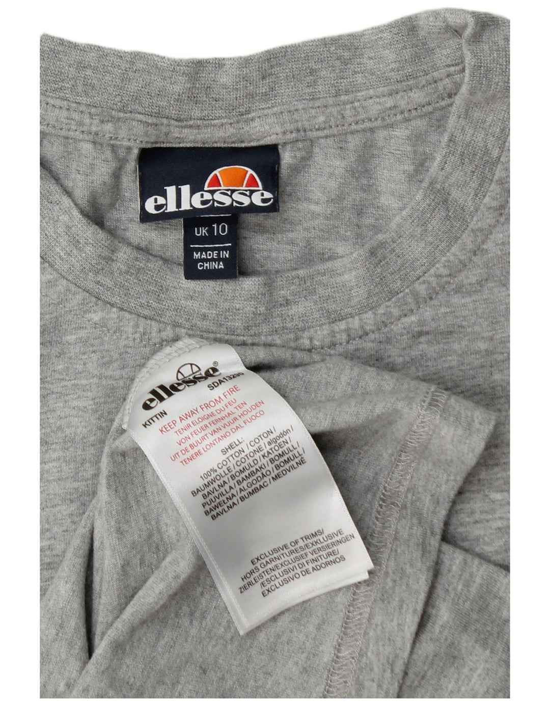ELLESSE Womens T-Shirt Top UK 10 Small  Grey Cotton