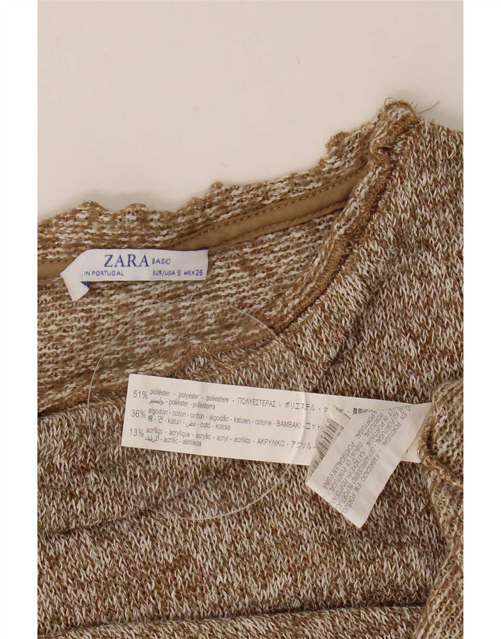 Zara ženska kratka majica dugih rukava UK 10, mali smeđi poliester