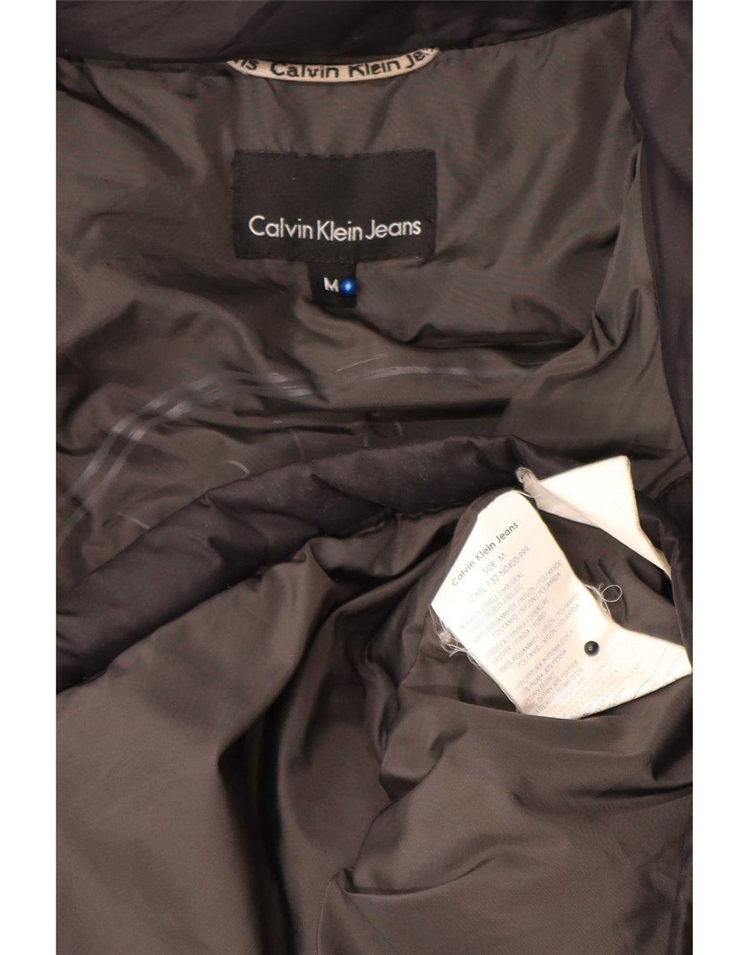 Calvin Klein Jeans muška podstavljena jakna s kapuljačom UK 38 srednji crni poliamid