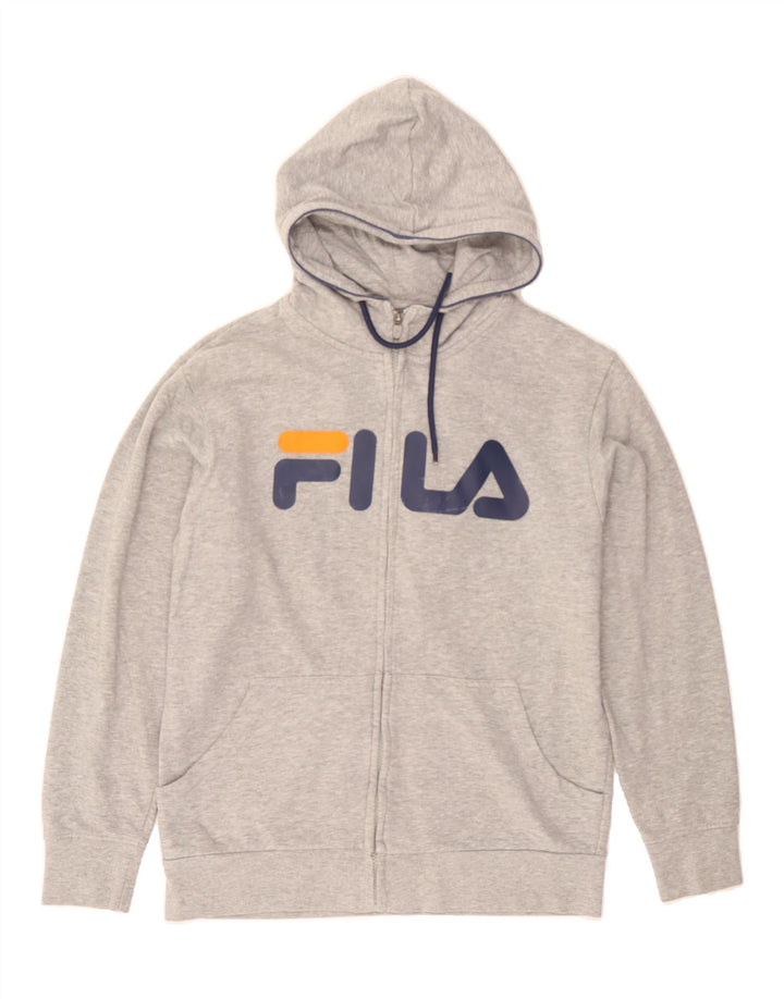 FILA Mens Graphic Zip Hoodie Sweater Medium Grey Cotton Vintage Fila and Second-Hand Fila from Messina Hembry 