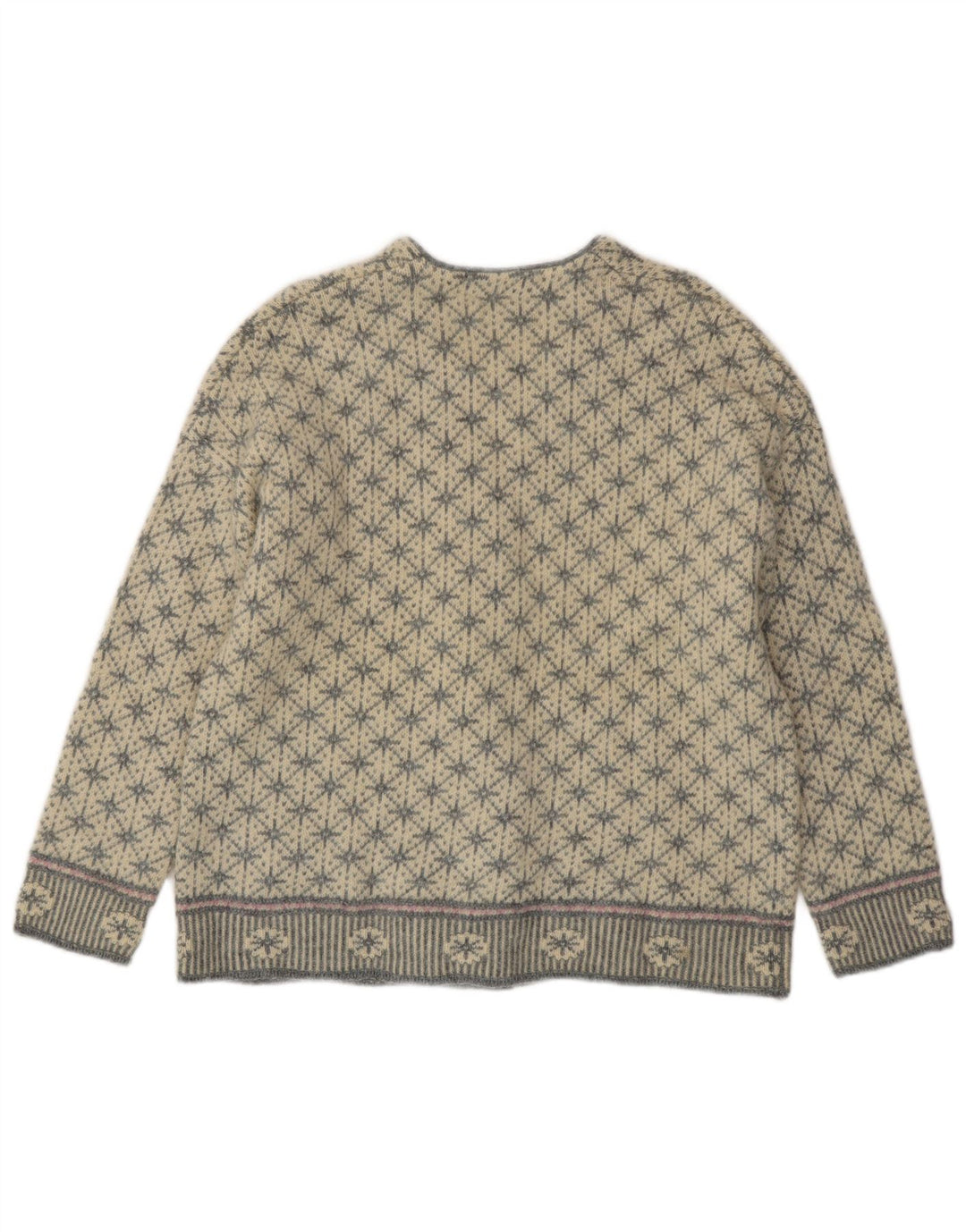 BENETTON ženski prekomjerni džemper UK 10 Small Gray Fair Isle