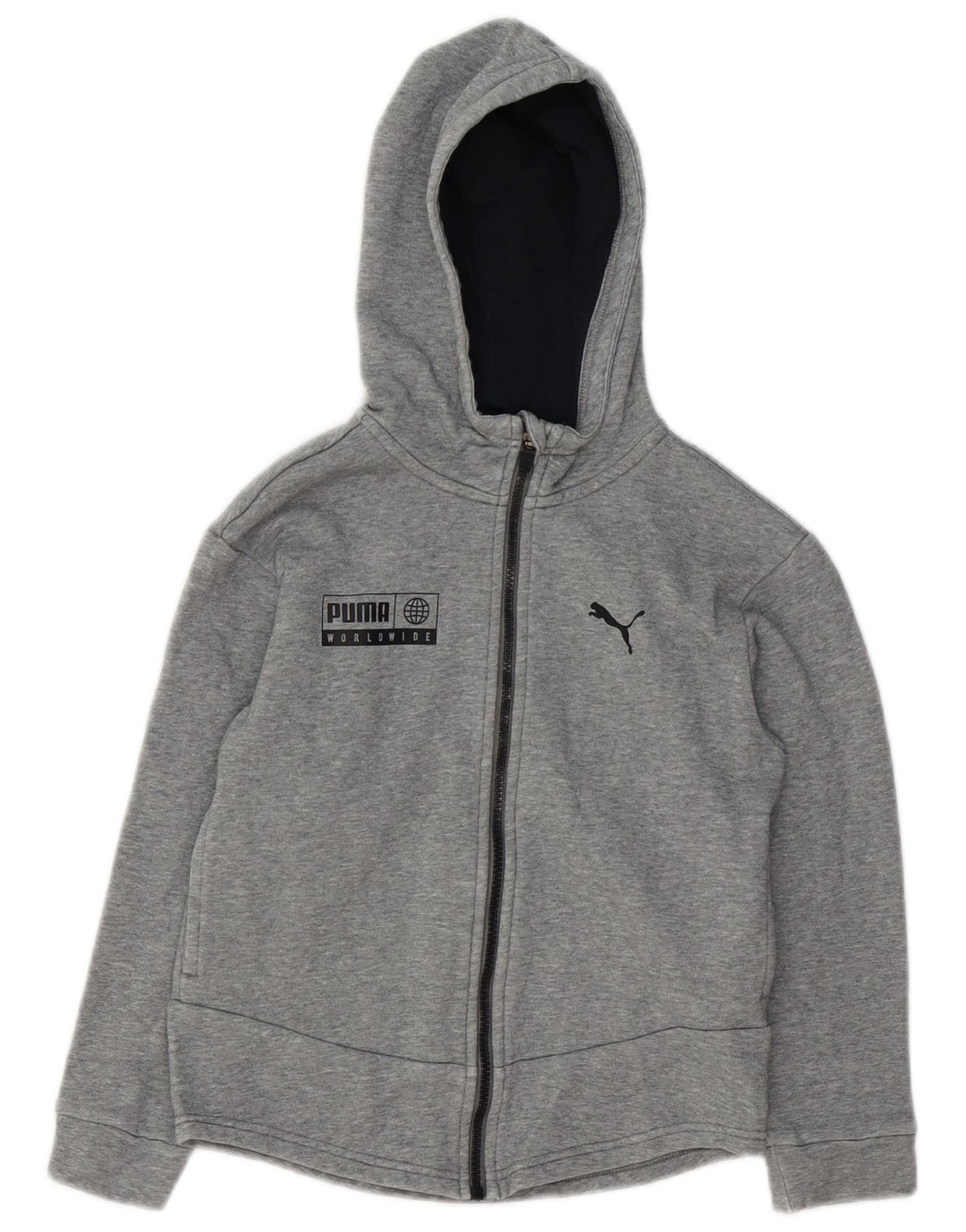 PUMA Boys Graphic Zip Hoodie pulover 9-10 Years Grey Pamuk