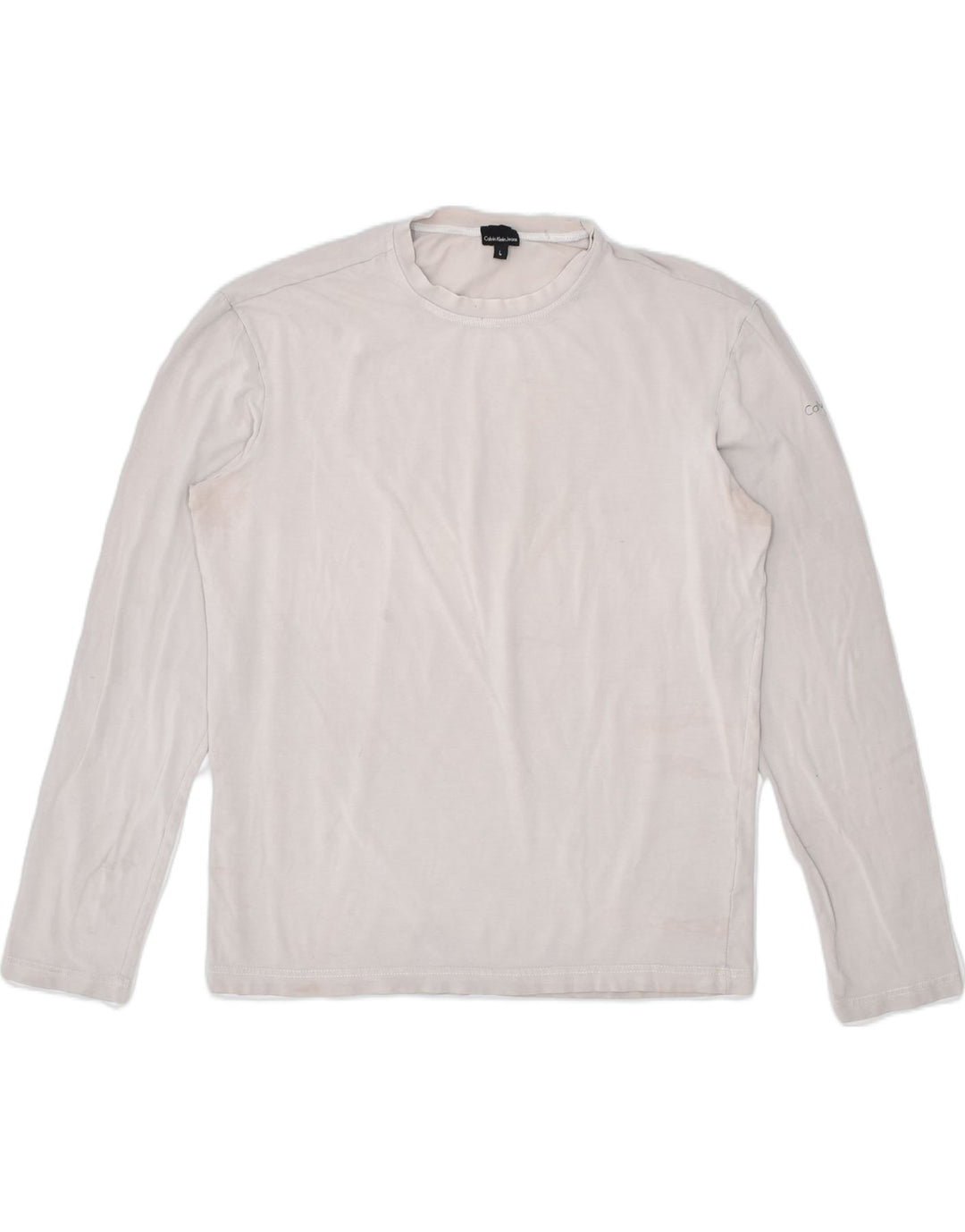 CALVIN KLEIN Womens Top Long Sleeve UK 16 Large Beige Cotton | Vintage | Thrift | Second-Hand | Used Clothing | Messina Hembry 