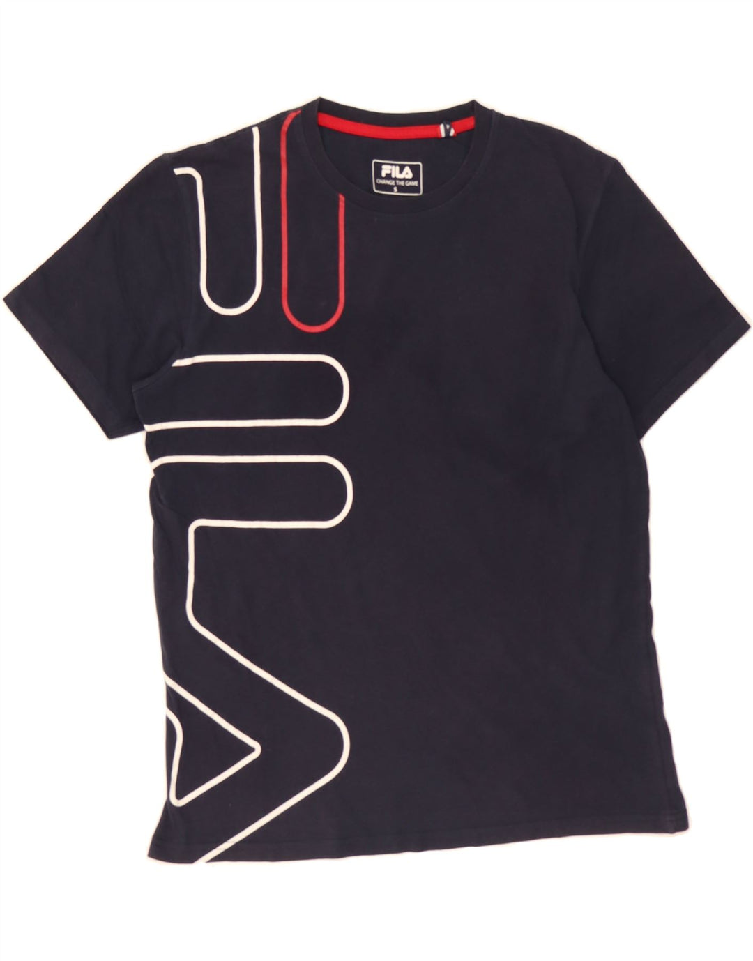 FILA Mens Graphic T-Shirt Top Small Navy Blue Cotton Vintage Fila and Second-Hand Fila from Messina Hembry 