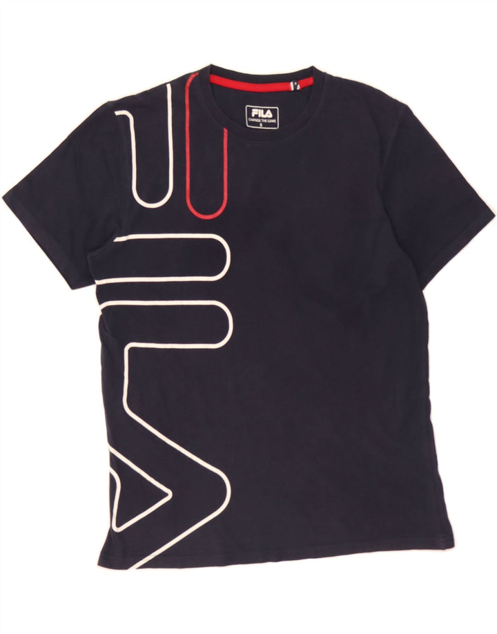 FILA Mens Graphic T-Shirt Top Small Navy Blue Cotton Vintage Fila and Second-Hand Fila from Messina Hembry 