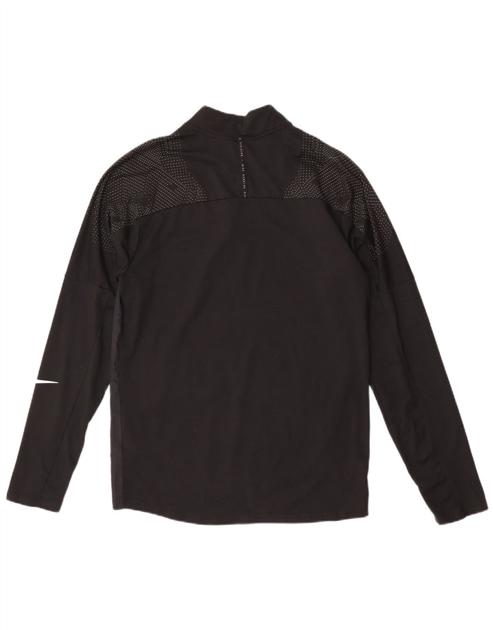 Nike Dri Fit majica s izrezom s patentnim zatvaračem i dugim rukavima, mali crni poliester na točkice