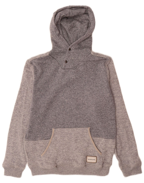 Quiksilver Womens Hooded Jumper Sweater UK 14 Large Grey Colourblock