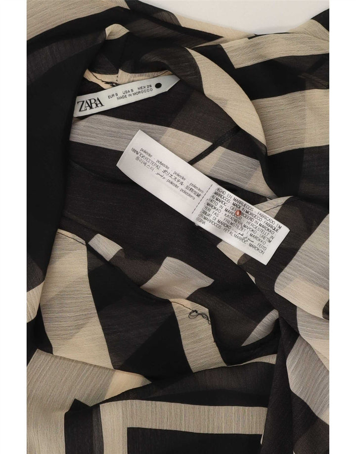 Zara ženska bluza Top UK 10 Mali crni geometrijski poliester