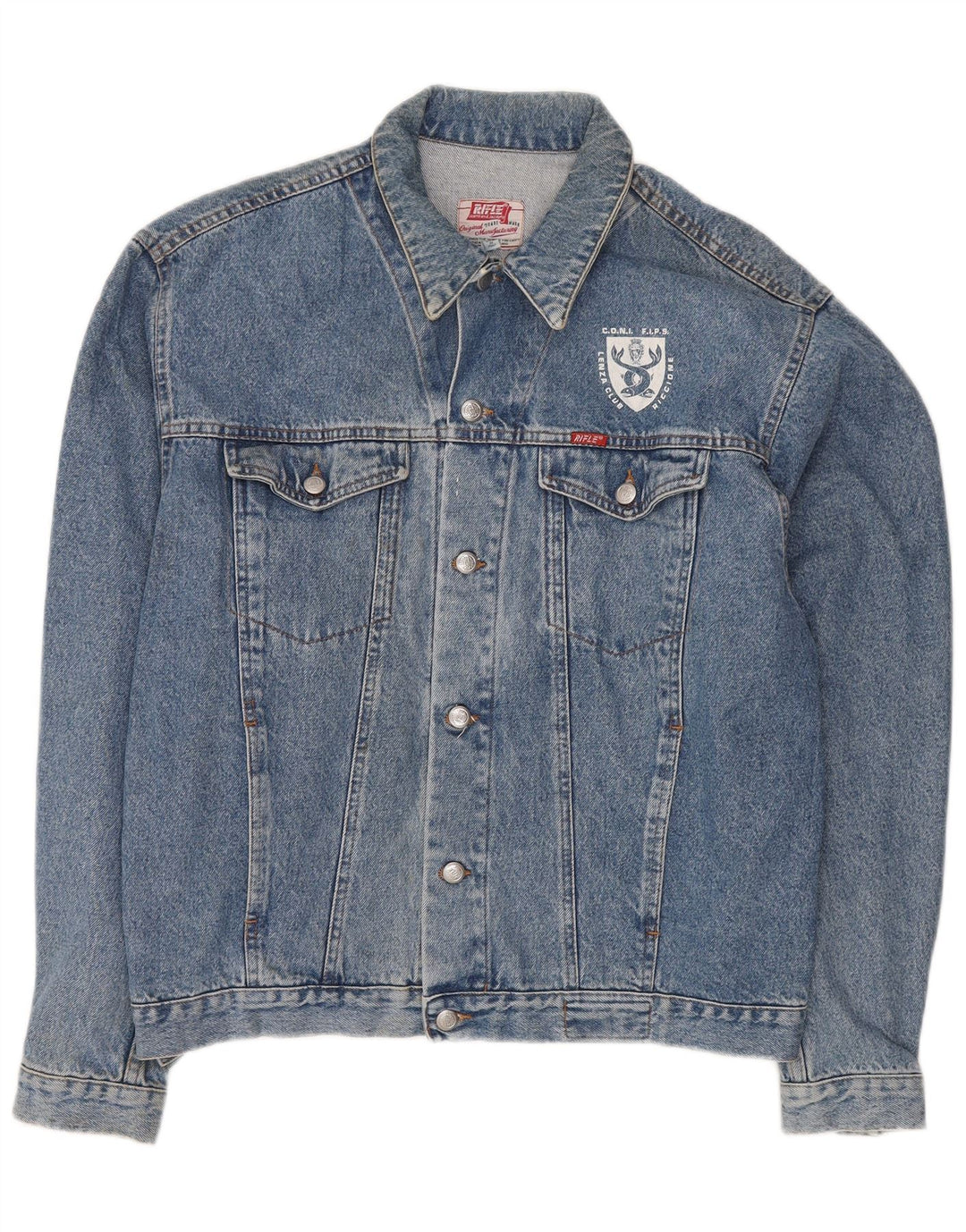 Rifle muška grafička traper jakna UK 44 2XL plava retro