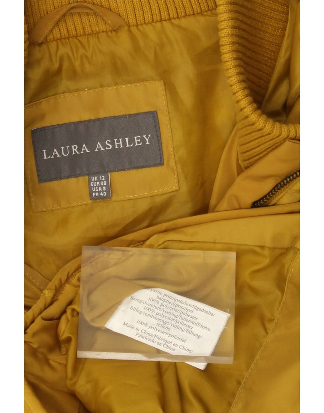 LAURA ASHLEY Ženska podstavljena jakna UK 12 srednje žuti poliester