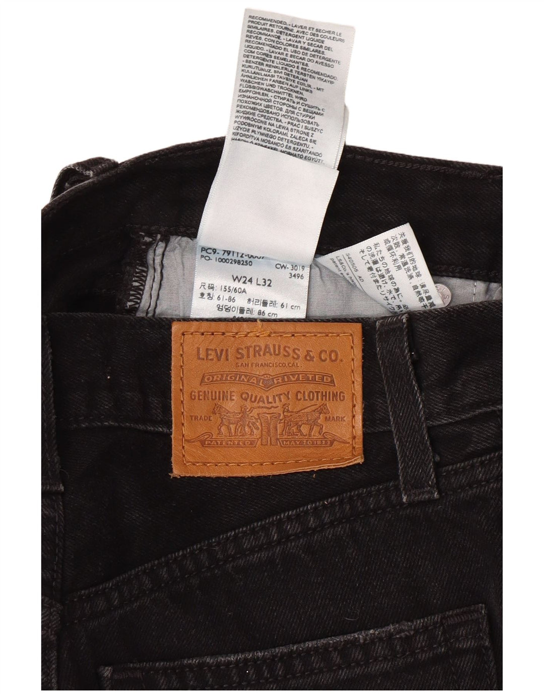 Levi's ženske široke traperice visokog struka W24 L32 crne pamučne klasične