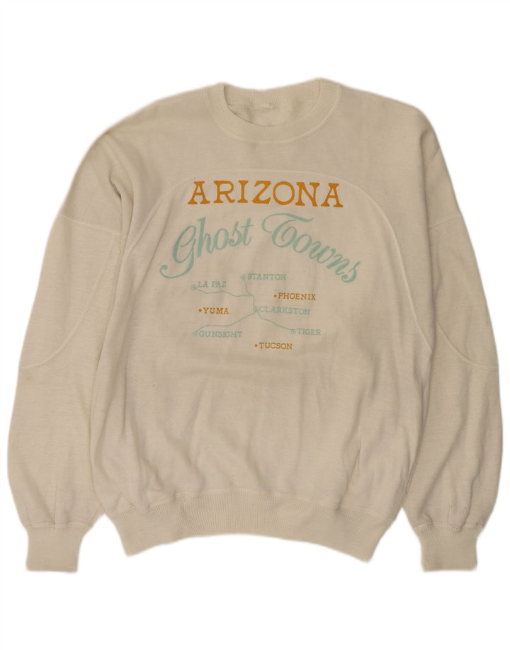 Veliki bijeli muški džemper s grafičkim motivima Arizona
