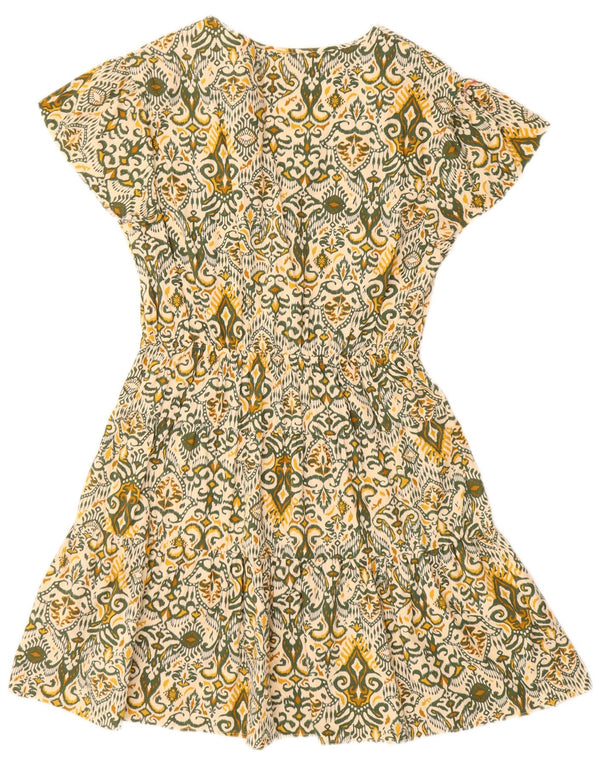 Marks & Spencer ženska obična haljina A-kroja UK 12 Srednje zelena ikat pamuk