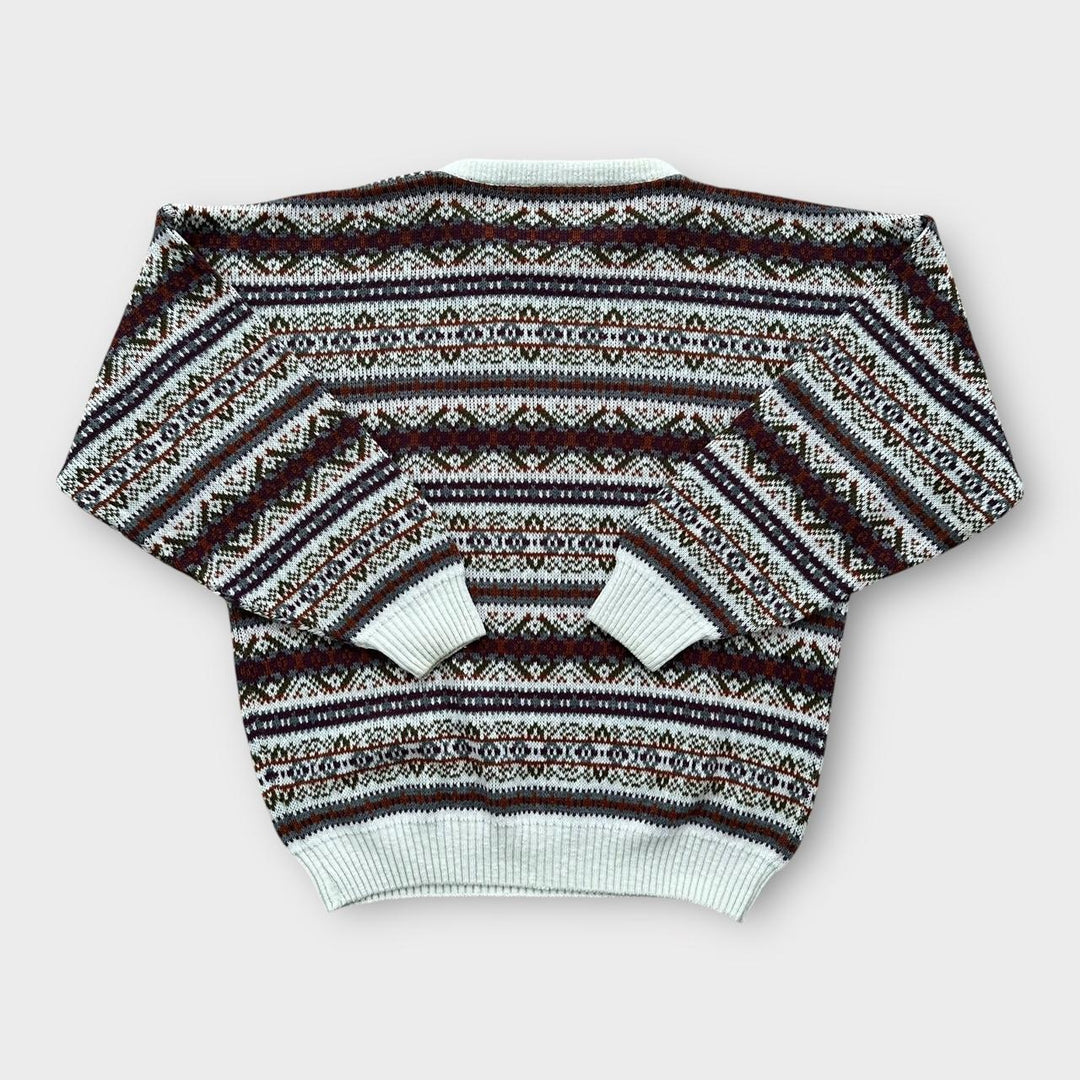 Vintage pleteni džemper s uzorkom iz 90-ih - XL