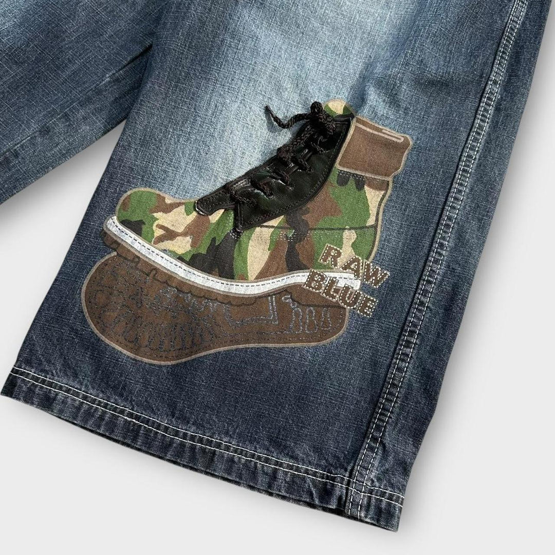 Y2K Raw plave traper hlače - 34 struka