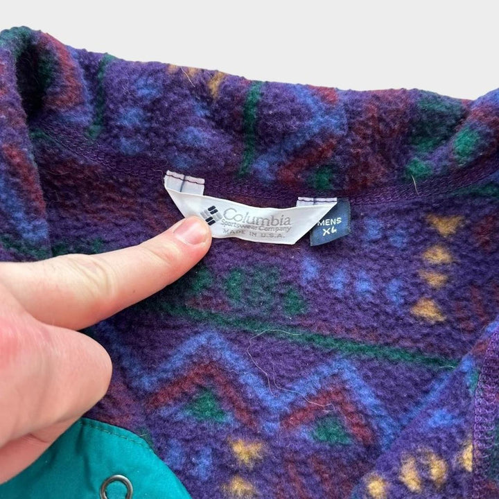 Vintage Columbia funky uzorak flisa - XL
