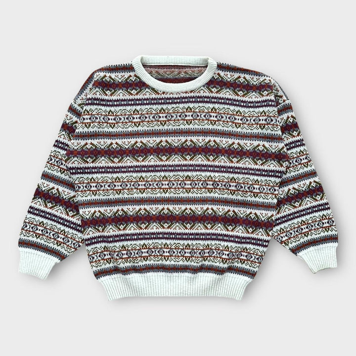 Vintage pleteni džemper s uzorkom iz 90-ih - XL