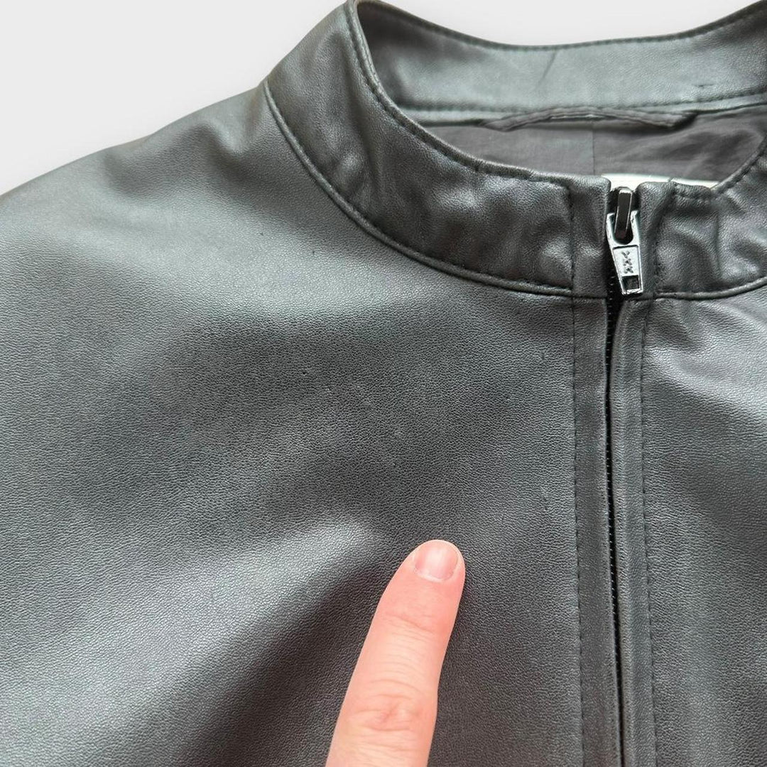 Vintage Y2K ženska kožna jakna - UK12