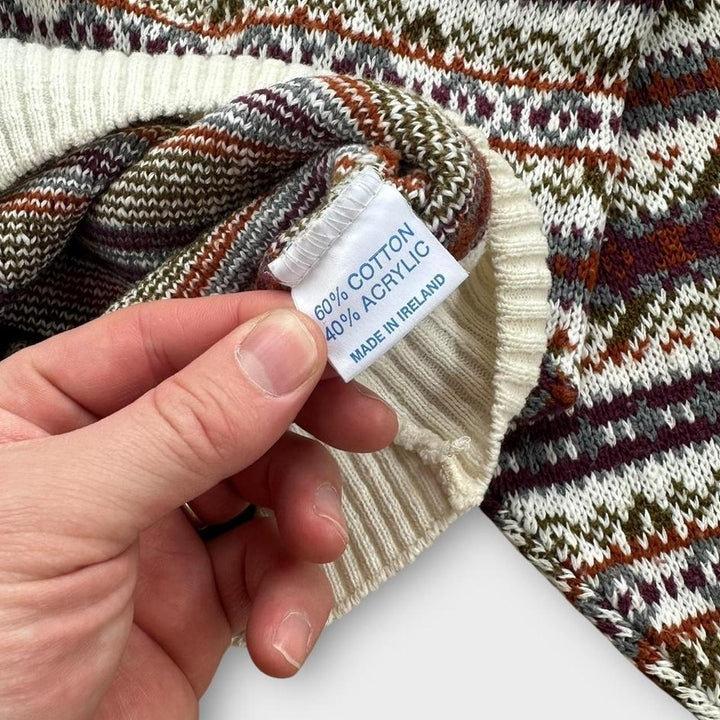 Vintage pleteni džemper s uzorkom iz 90-ih - XL