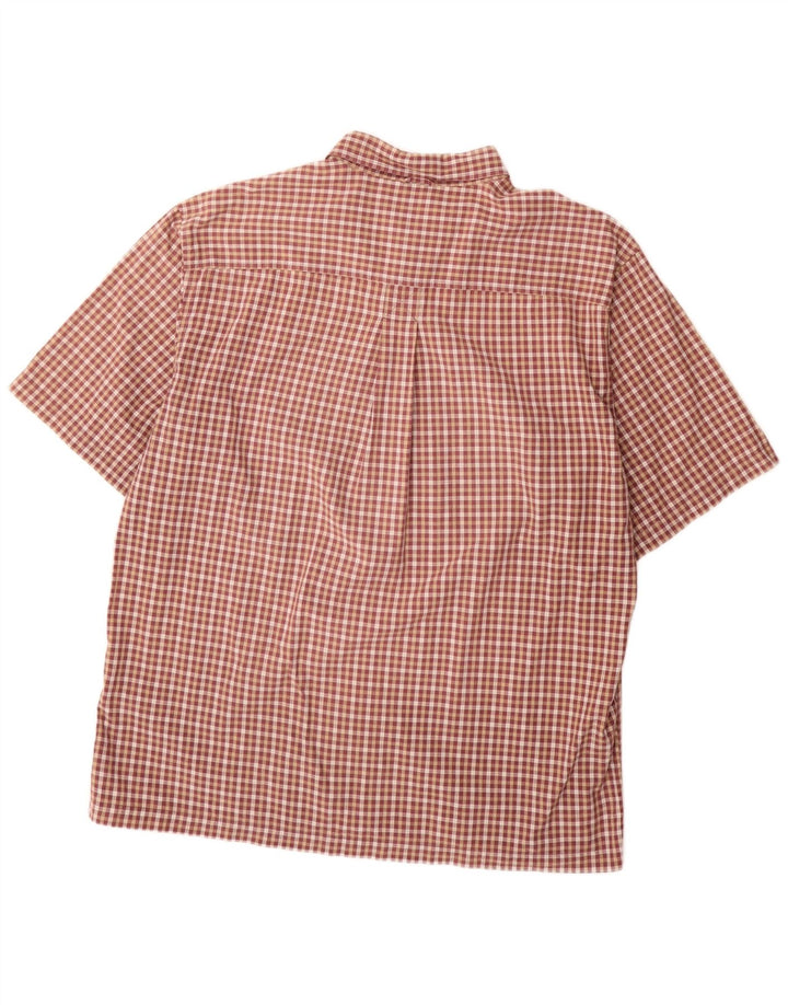 TIMBERLAND Muška košulja kratkih rukava XL tamnocrveni karirani pamuk