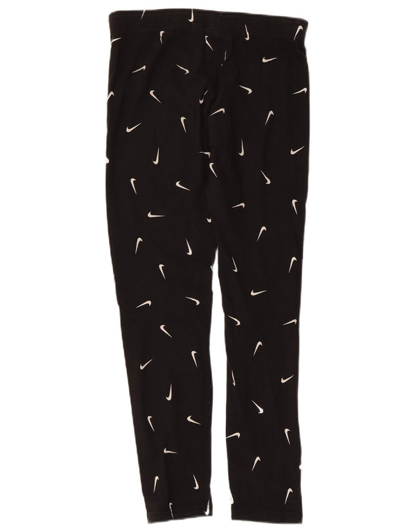 NIKE Girls Tight Fit Graphic Leggings 13-14 Years XL Black Pamuk