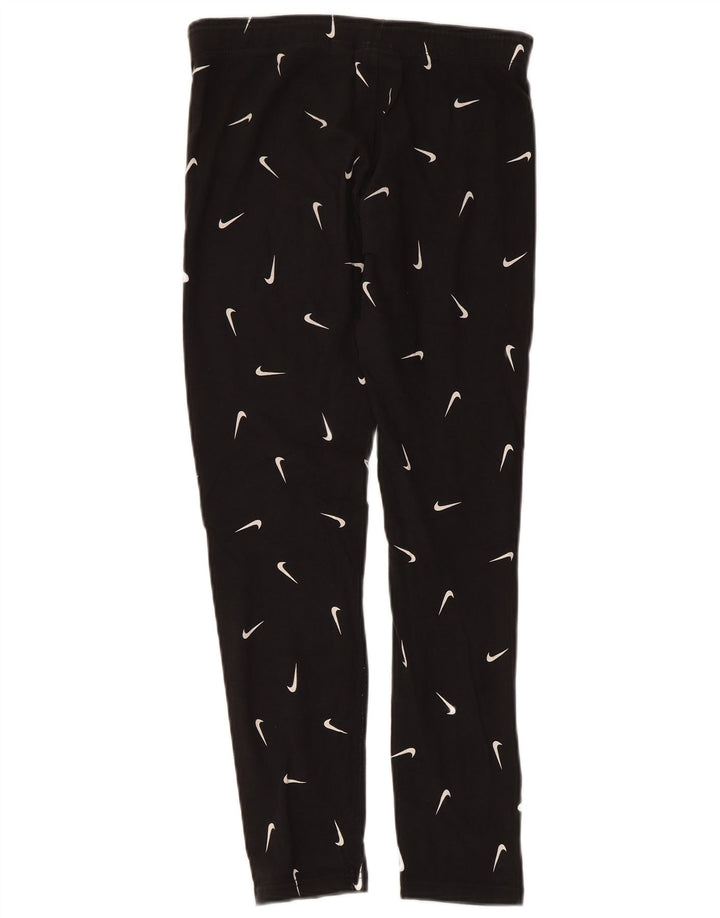 NIKE Girls Tight Fit Graphic Leggings 13-14 Years XL Black Pamuk