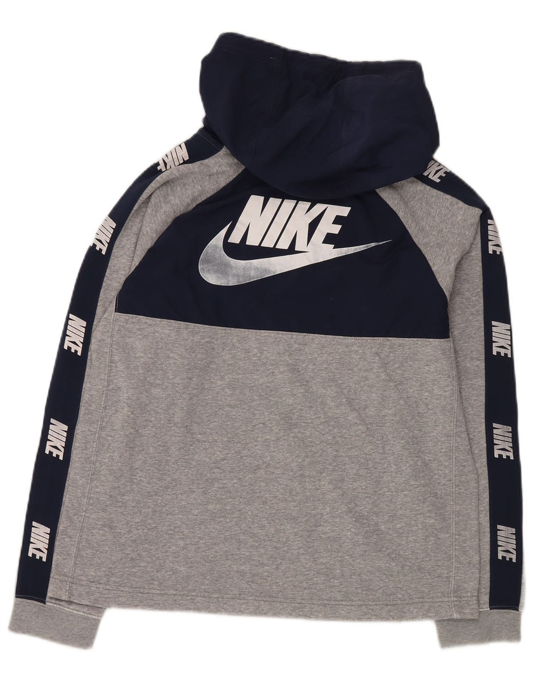NIKE Boys Graphic Hoodie Džemper 13-14 godina XL sivi pamuk u blokovima boja