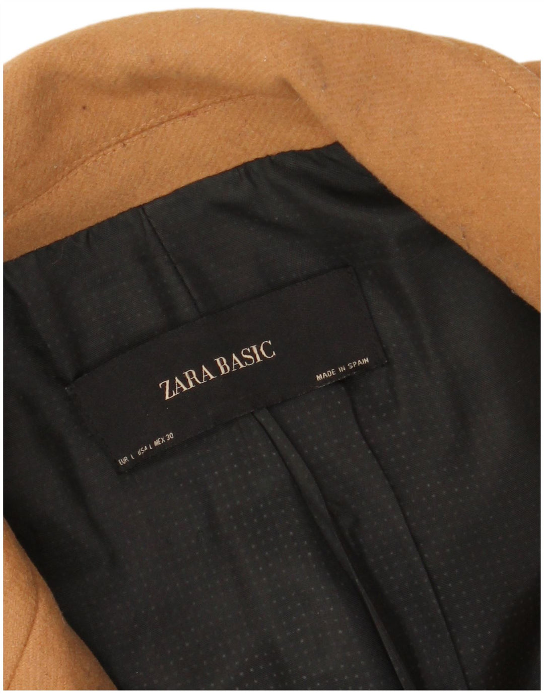 ZARA Womens Overcoat UK 16 Large Brown Cotton