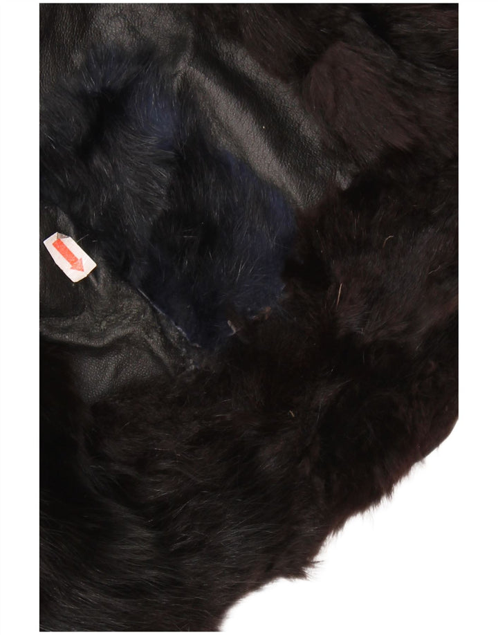 Vintage ženska krznena kožna jakna UK 14 srednje crna