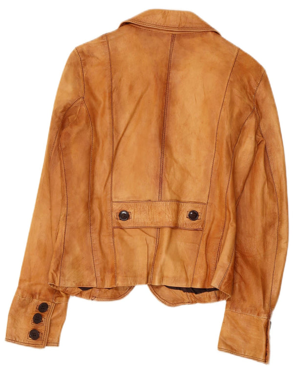 VINTAGE ženska kožna jakna s 2 gumba IT 44 srednje bež kožna