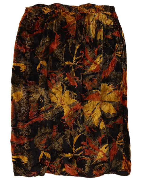 VINTAGE ženska suknja A-kroja od velura W38 XL od crnog cvjetnog rajona