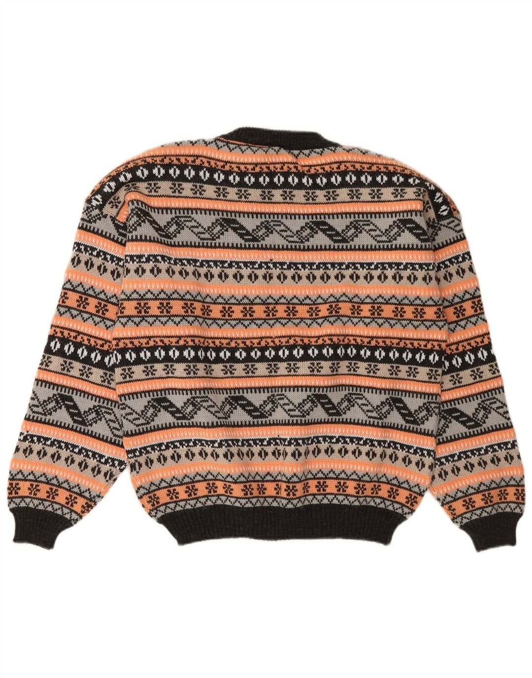 VINTAGE ženski džemper s okruglim izrezom UK 16 Veliki višebojni