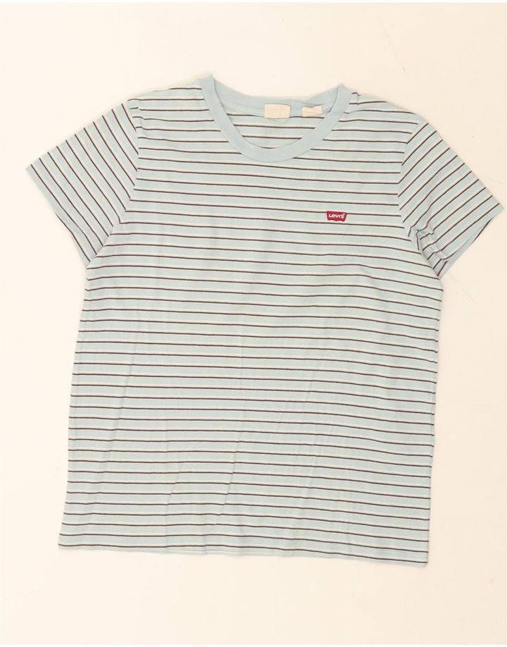 Levi's ženska majica kratkih rukava UK 14 pamuk srednje plave pruge