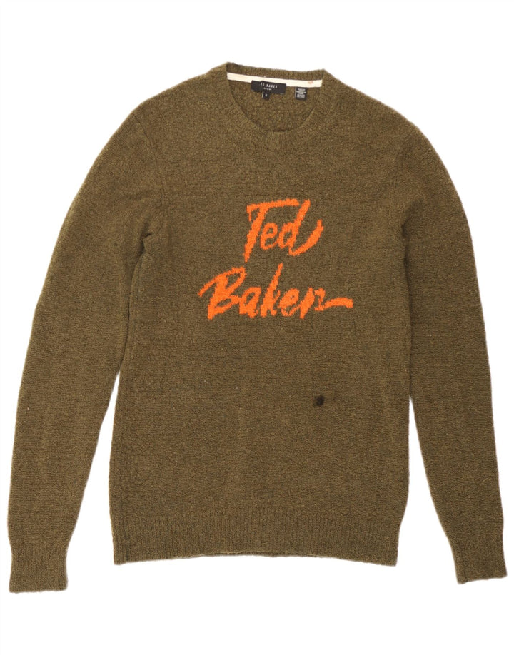 Ted Baker muški džemper s okruglim izrezom veličine 2, mali kaki vuneni