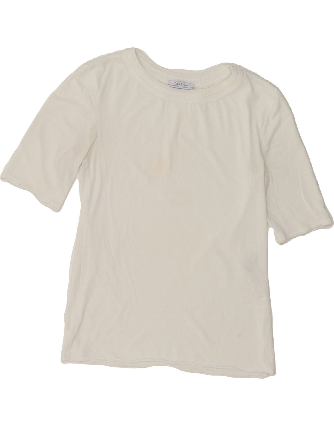 ZARA Womens T-Shirt Top UK 10 Small White Polyester Vintage Zara and Second-Hand Zara from Messina Hembry 